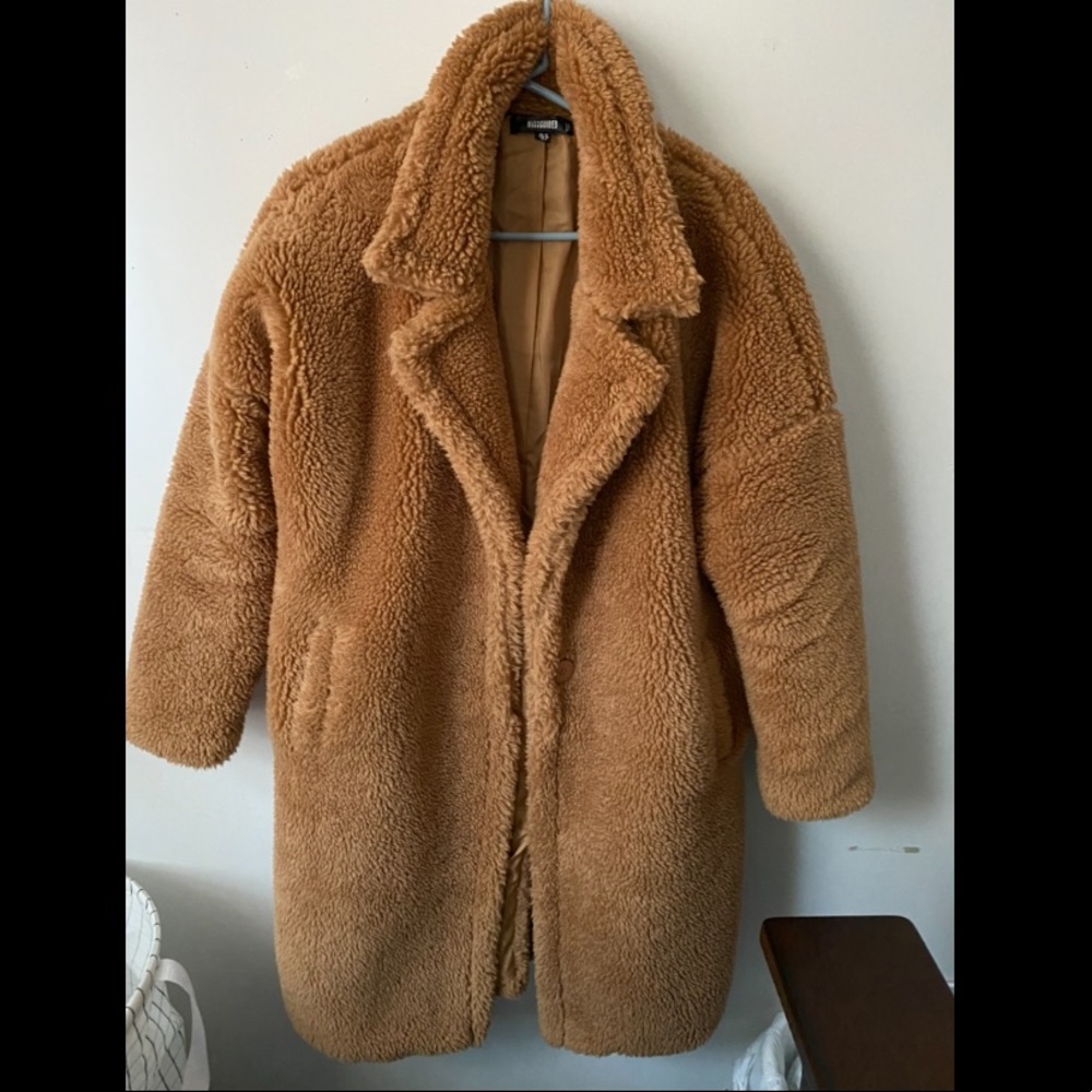 Missguided Oversized long Teddy coat